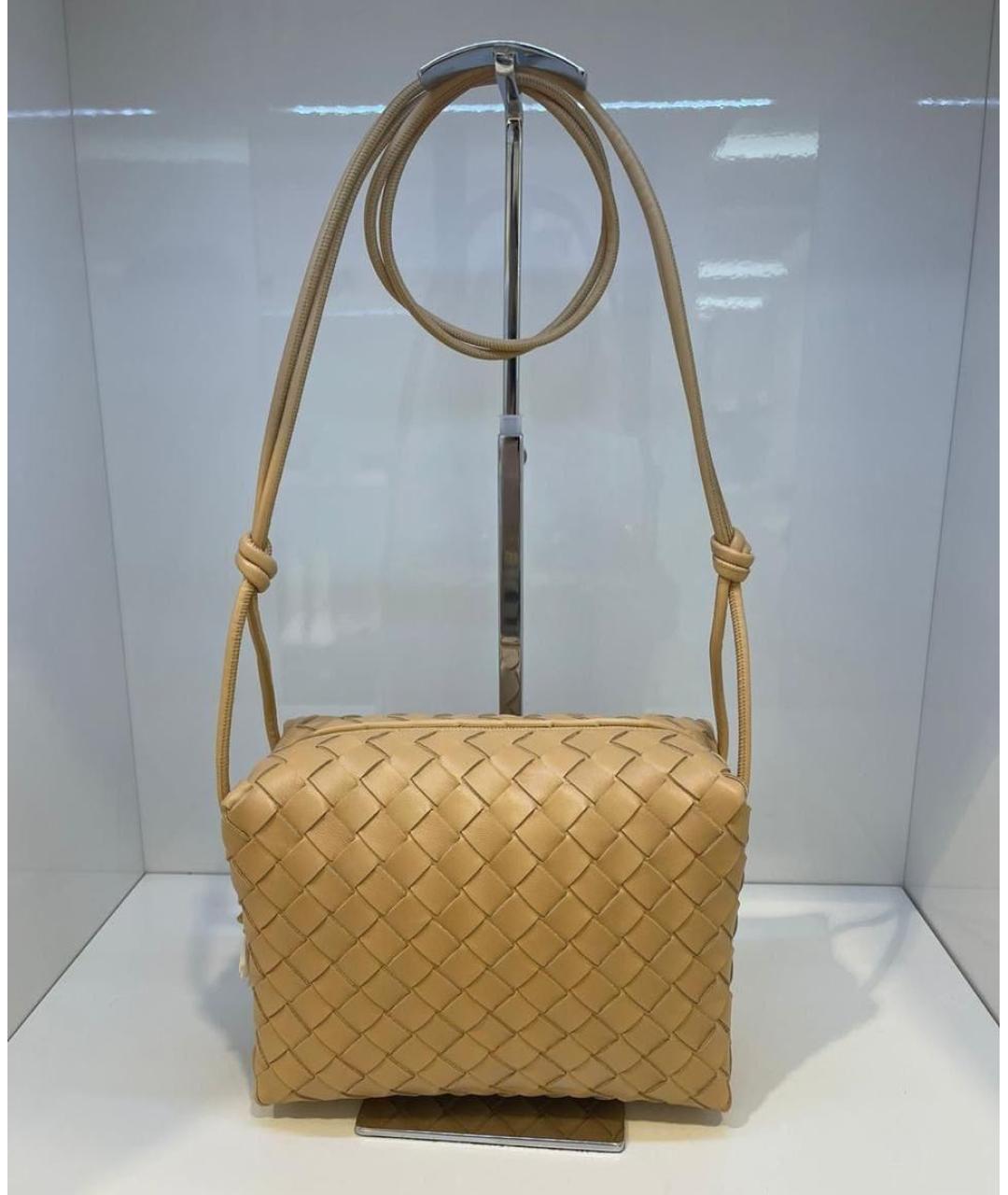 BOTTEGA VENETA Бежевая кожаная сумка через плечо, фото 2