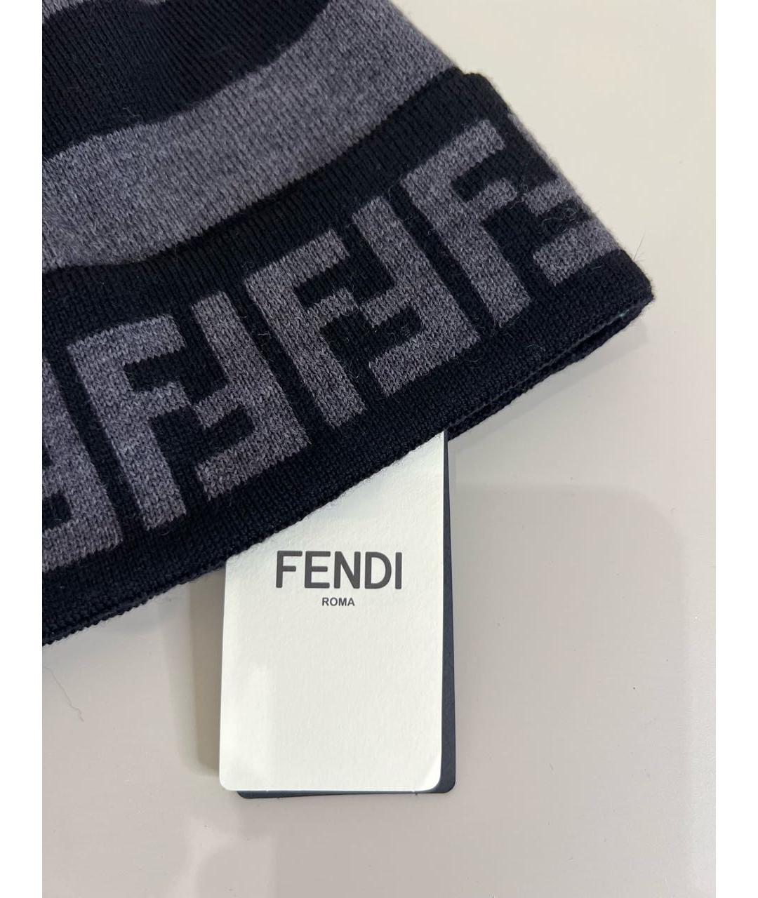 FENDI Черная шерстяная шапка, фото 2