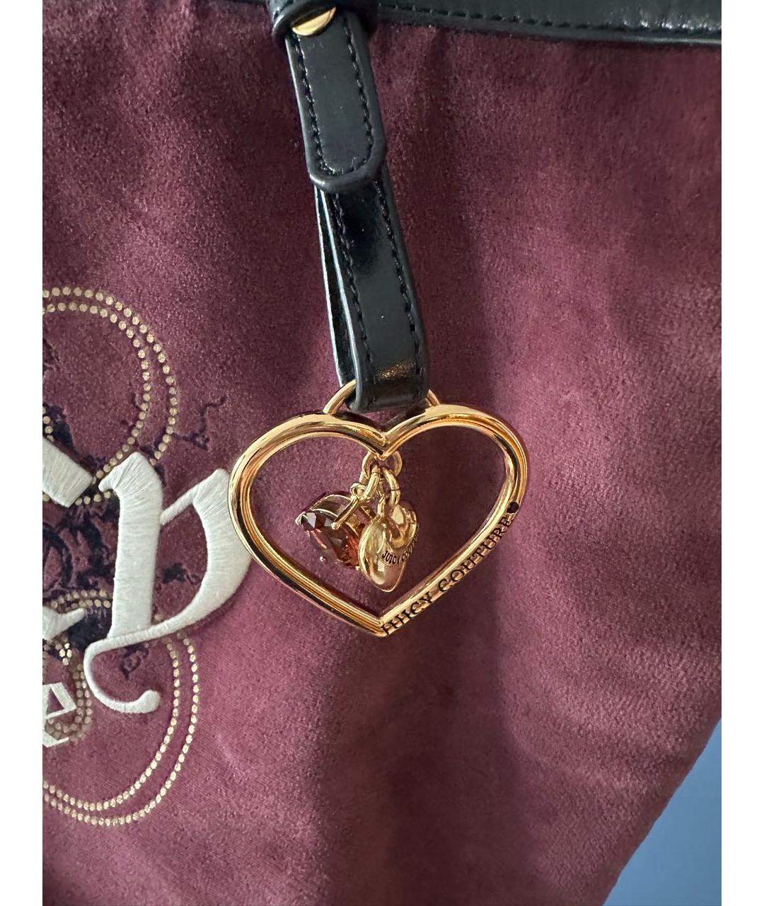 JUICY COUTURE Фиолетовая бархатная сумка тоут, фото 5