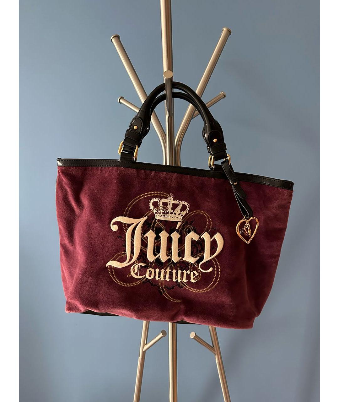 JUICY COUTURE Фиолетовая бархатная сумка тоут, фото 8