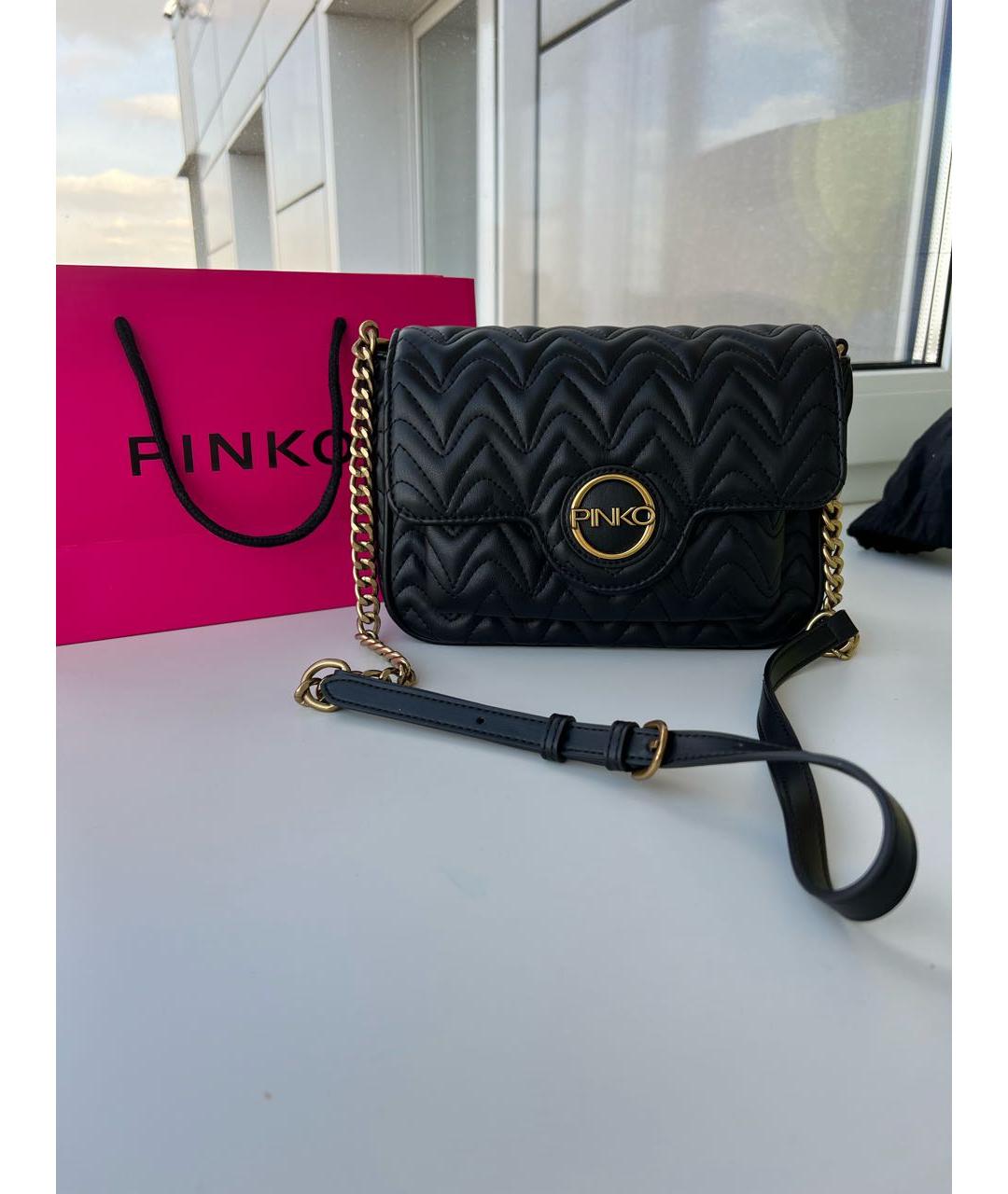 PINKO Черная сумка через плечо из искусственной кожи, фото 4