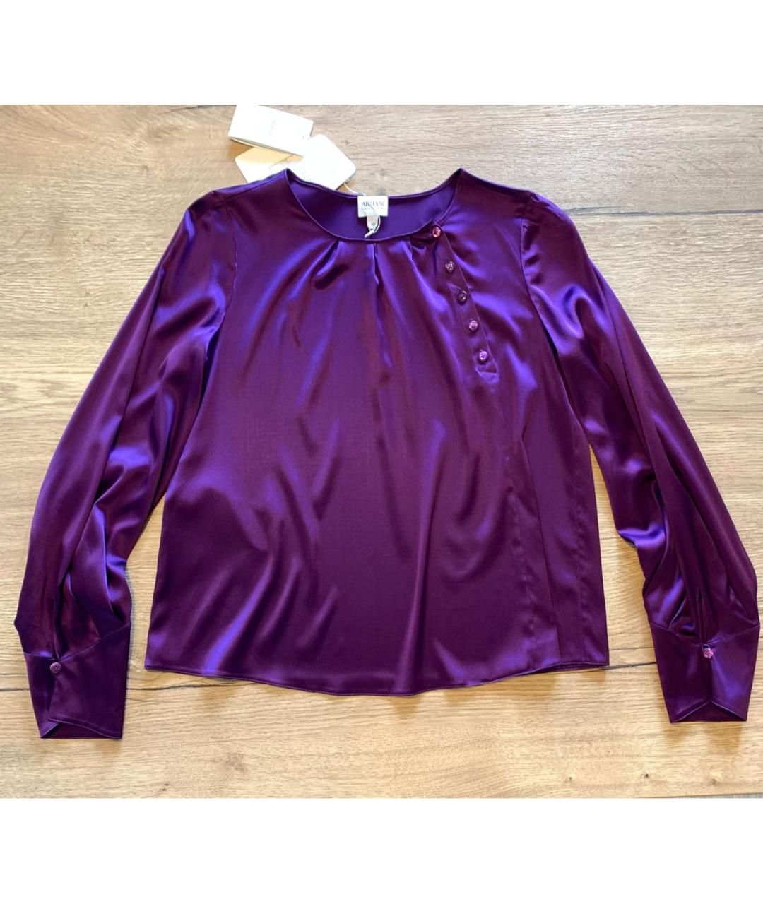 ARMANI COLLEZIONI Фиолетовая шелковая блузы, фото 9