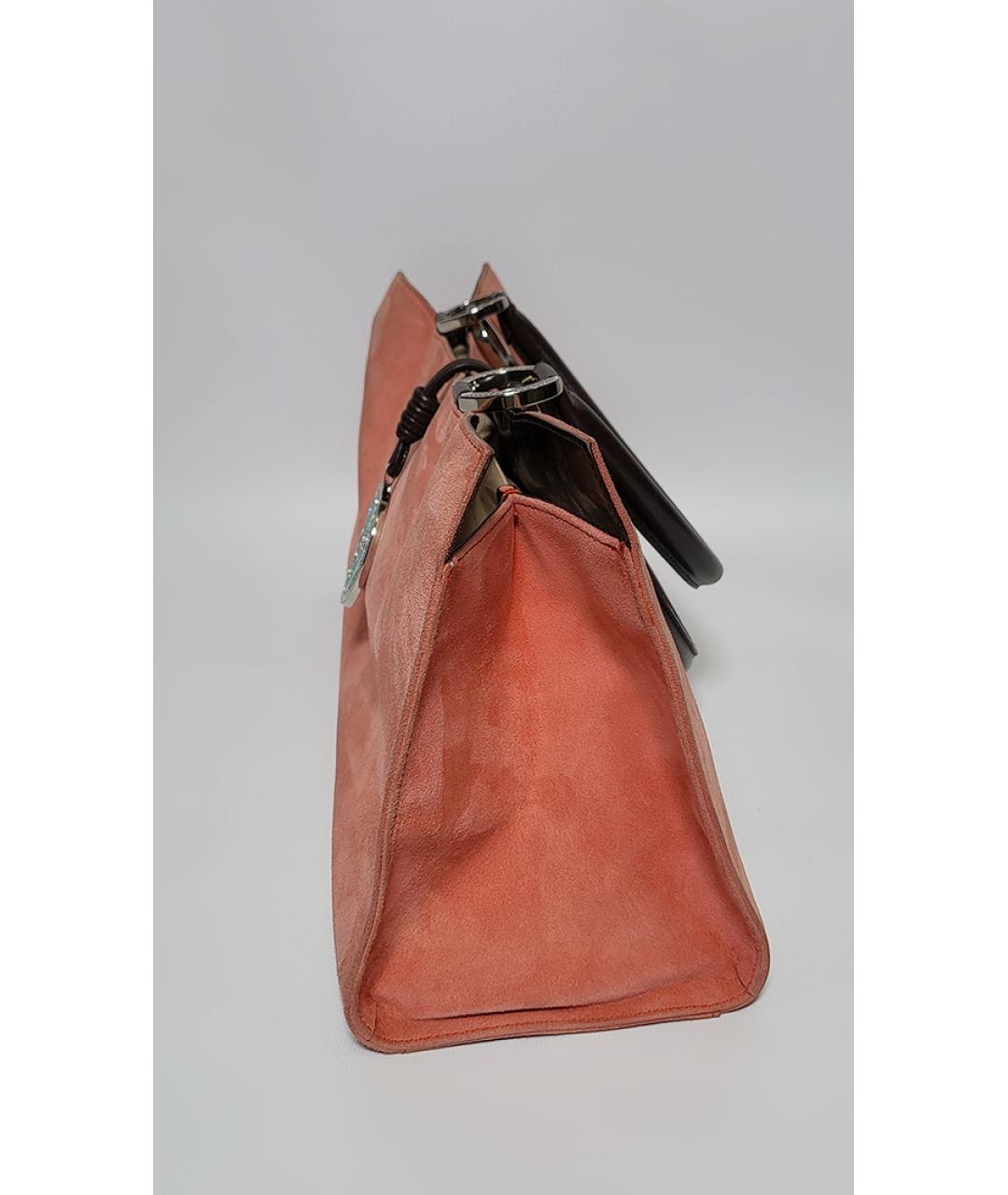 VALENTINO Коралловая кожаная сумка с короткими ручками, фото 7