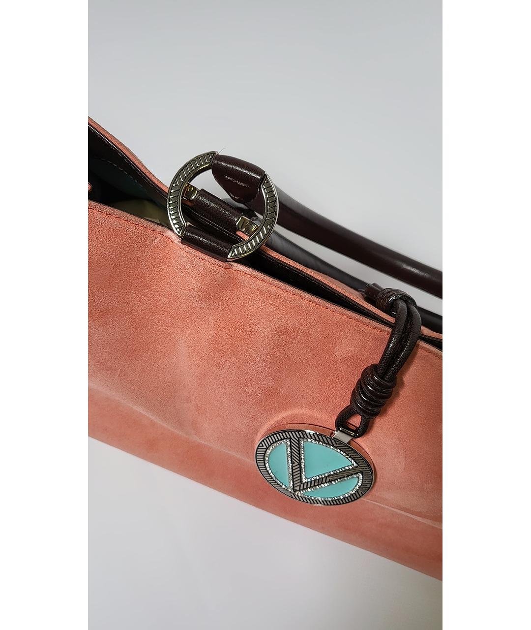 VALENTINO Коралловая кожаная сумка с короткими ручками, фото 6