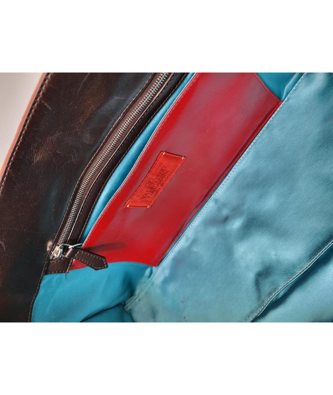 VALENTINO Коралловая кожаная сумка с короткими ручками, фото 9