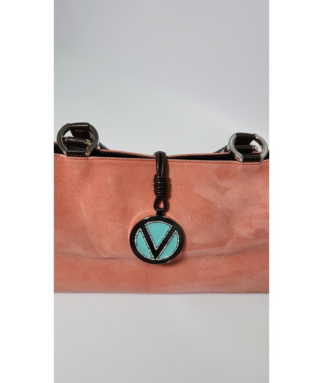 VALENTINO Коралловая кожаная сумка с короткими ручками, фото 5