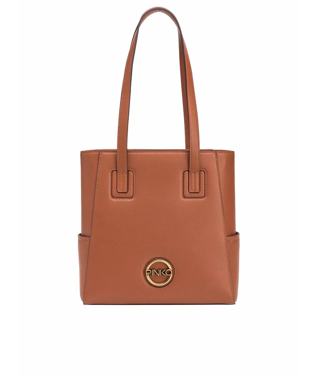 PINKO Коричневая кожаная сумка тоут, фото 1