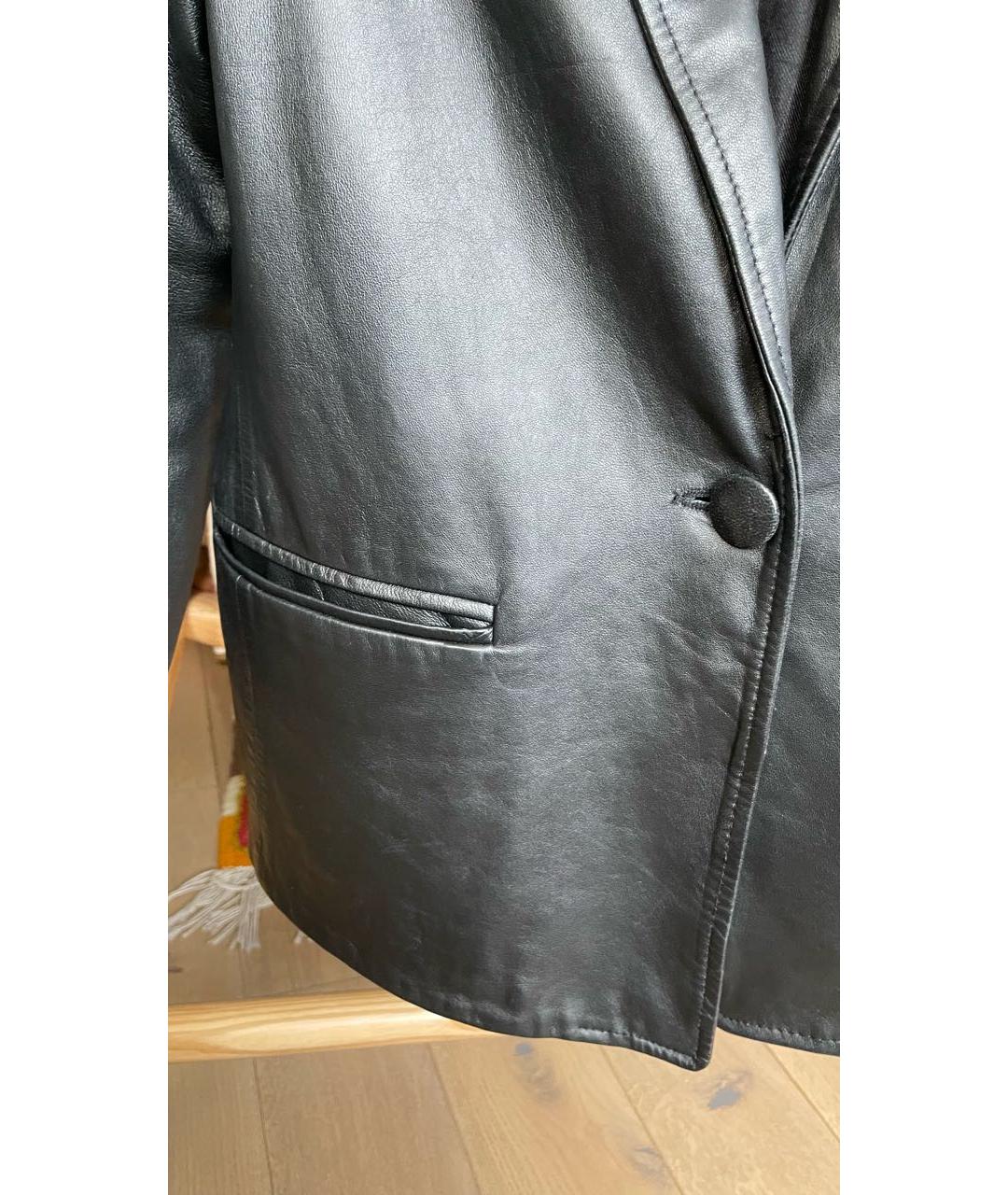 SANDRO Черный кожаный жакет/пиджак, фото 5