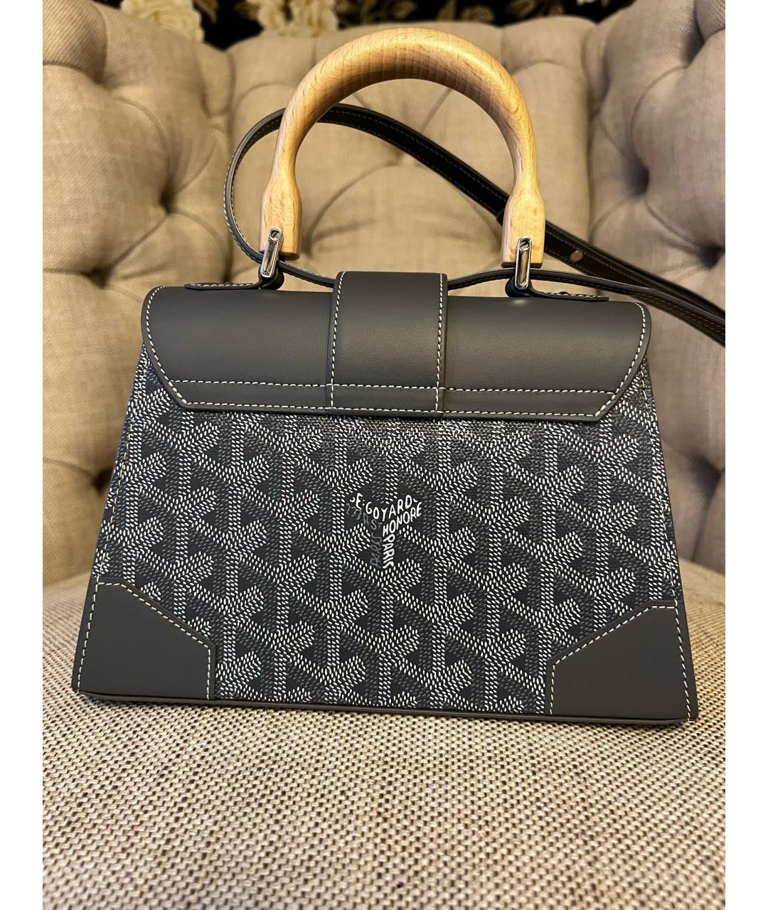 GOYARD Черная кожаная сумка с короткими ручками, фото 3