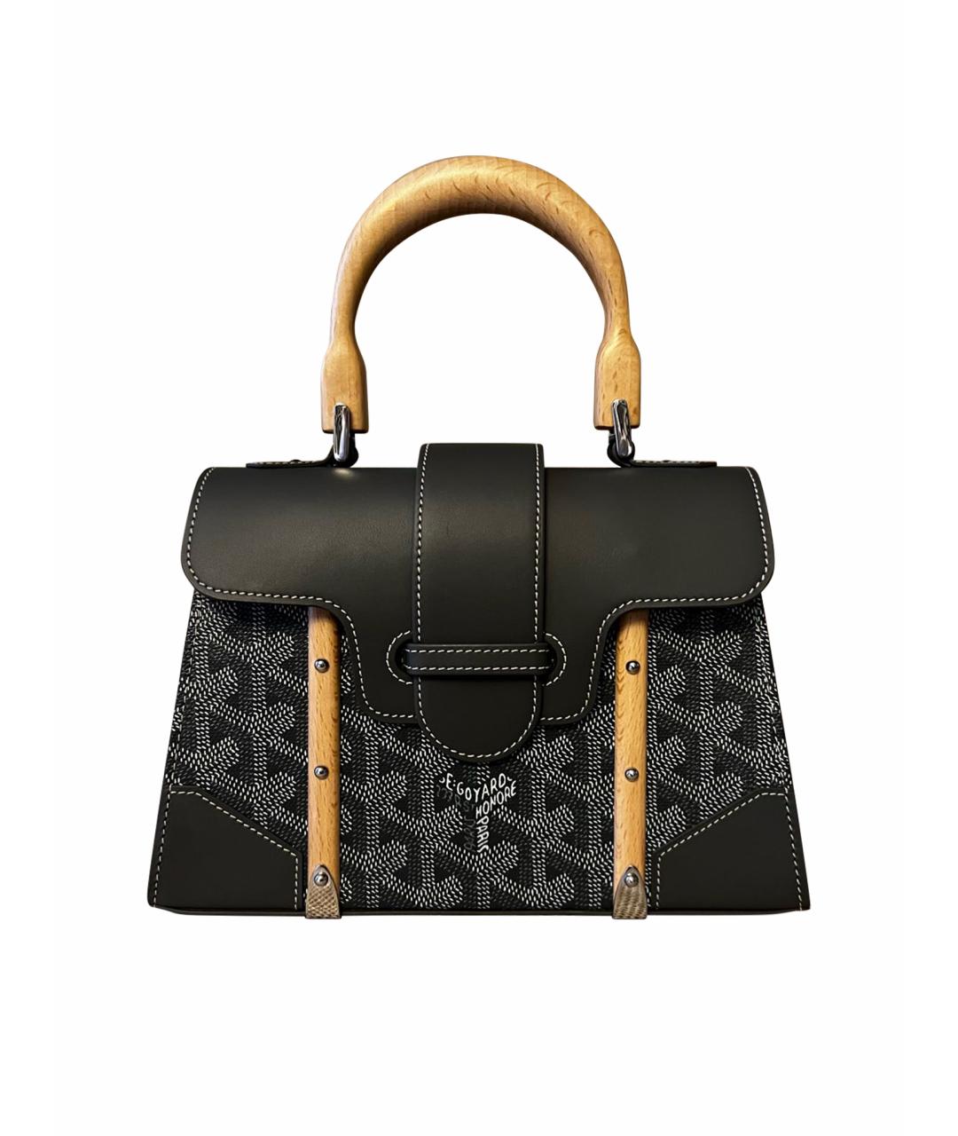 GOYARD Черная кожаная сумка с короткими ручками, фото 1