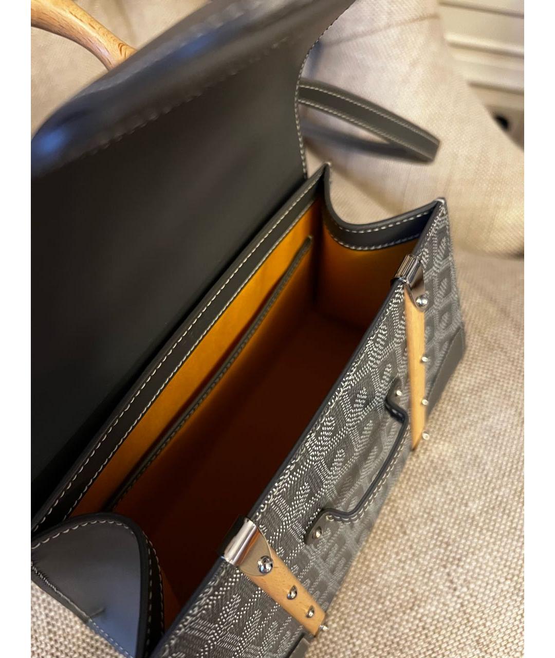 GOYARD Черная кожаная сумка с короткими ручками, фото 4