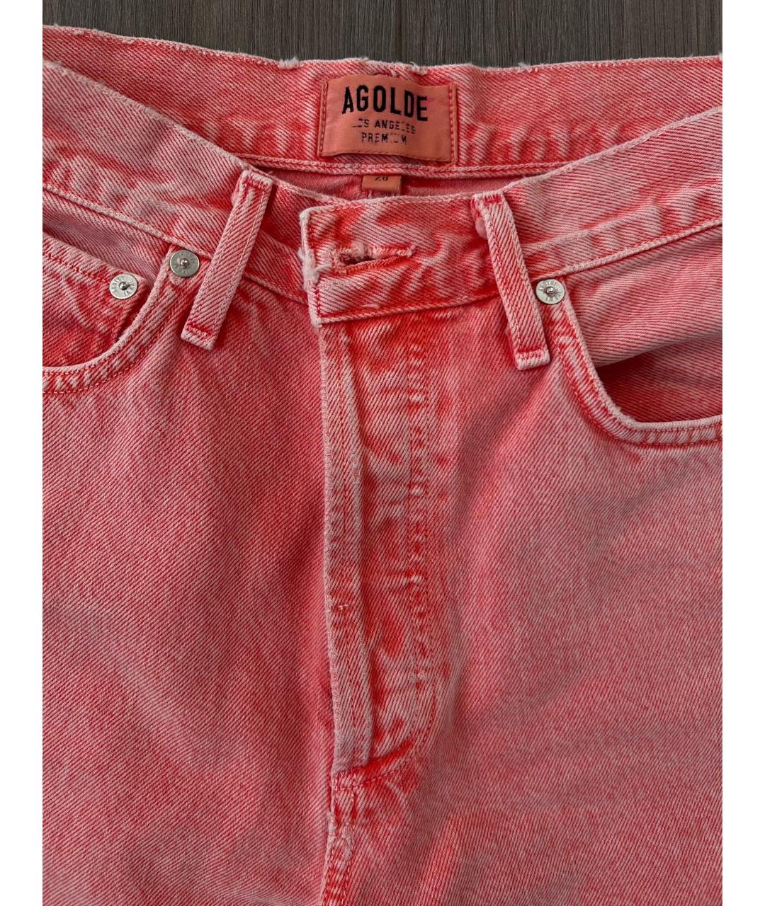 AGOLDE Коралловые хлопковые прямые джинсы, фото 3