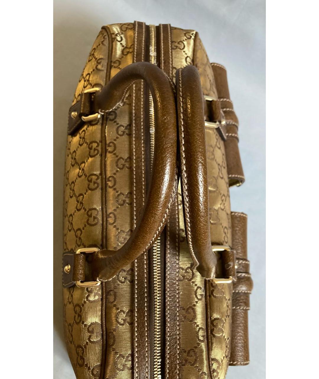 GUCCI Золотая тканевая сумка с короткими ручками, фото 7