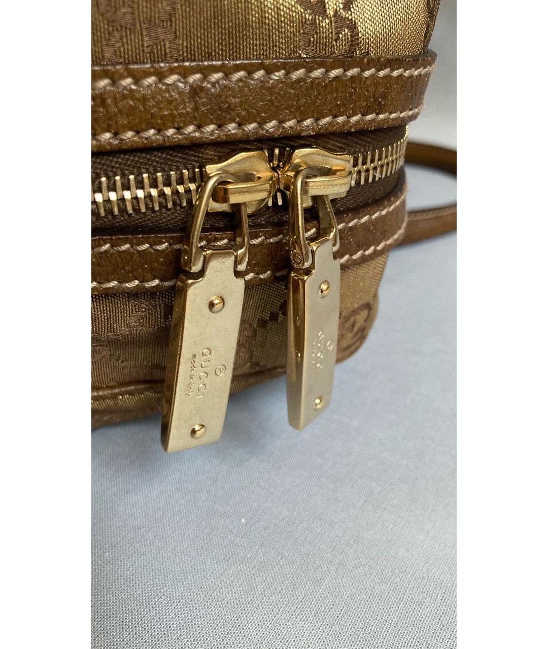GUCCI Золотая тканевая сумка с короткими ручками, фото 6