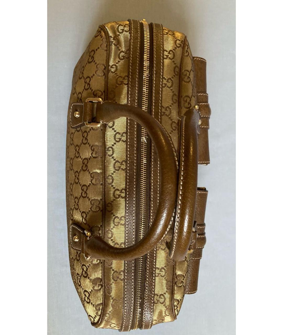 GUCCI Золотая тканевая сумка с короткими ручками, фото 4