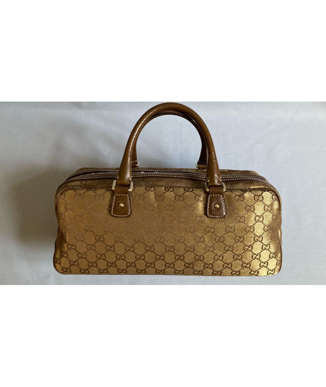 GUCCI Золотая тканевая сумка с короткими ручками, фото 2