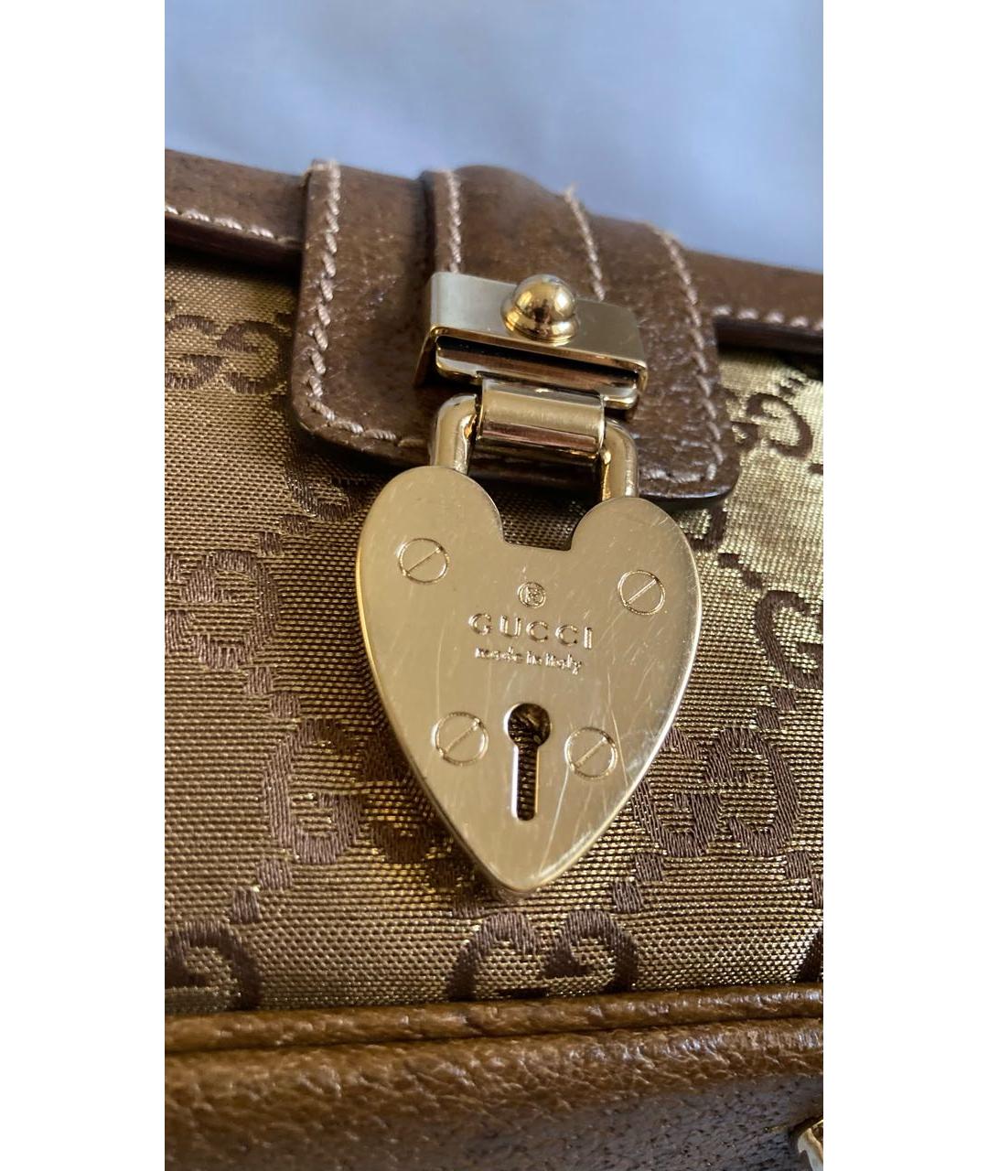 GUCCI Золотая тканевая сумка с короткими ручками, фото 5