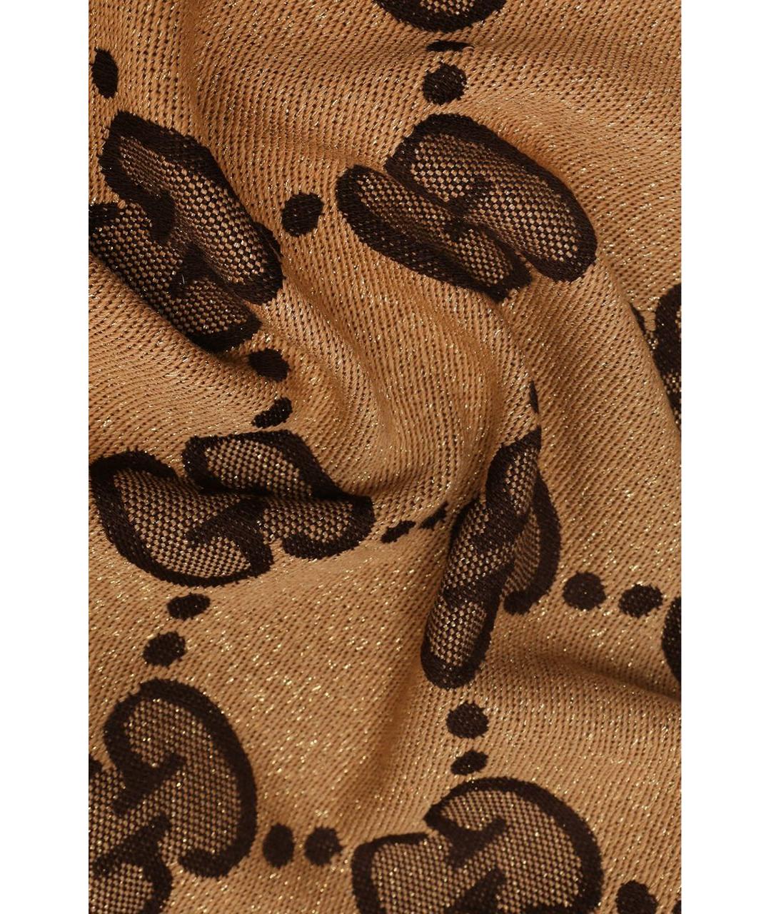 GUCCI Бежевый шерстяной шарф, фото 3