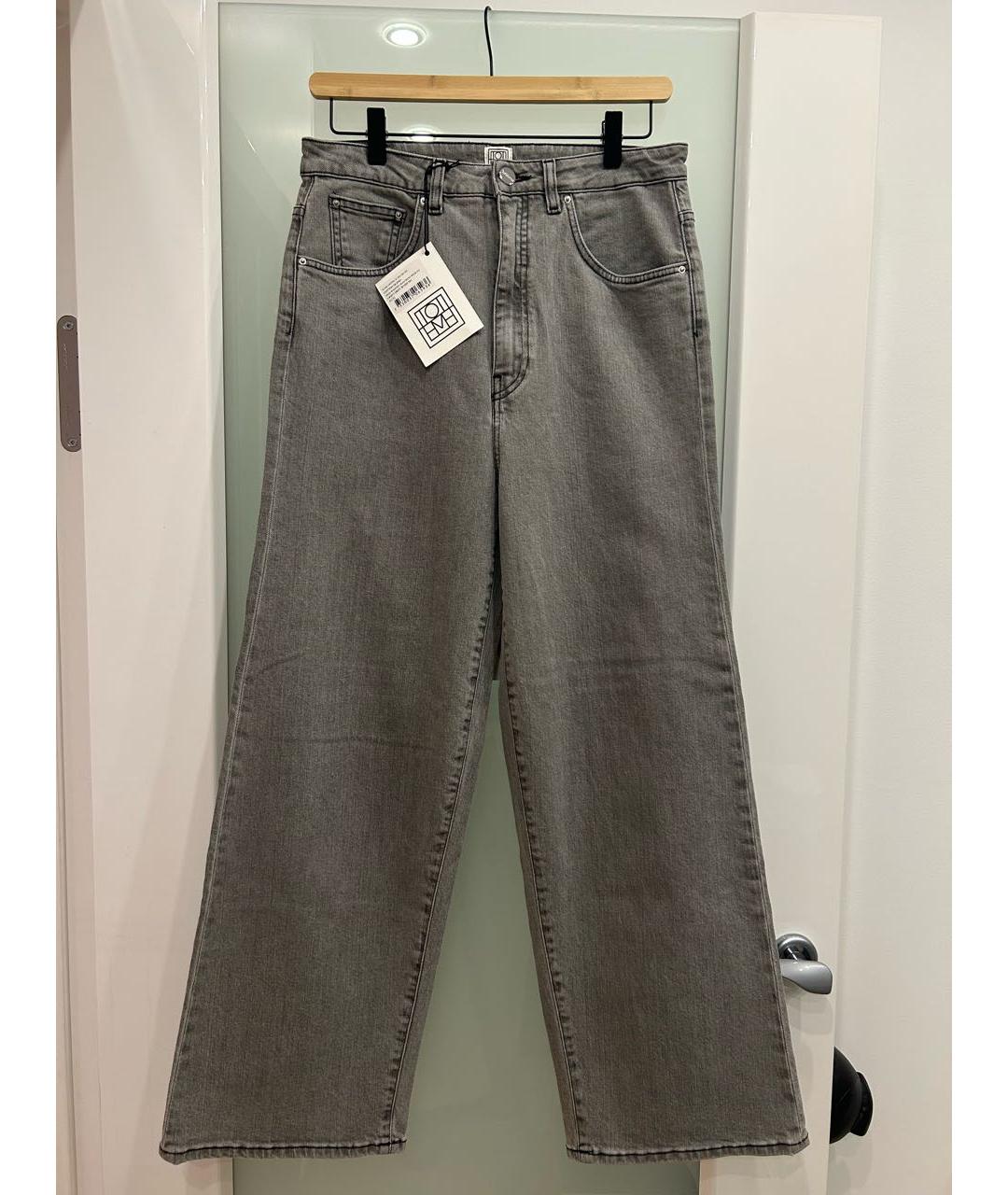 TOTEME Серые хлопко-эластановые прямые джинсы, фото 2