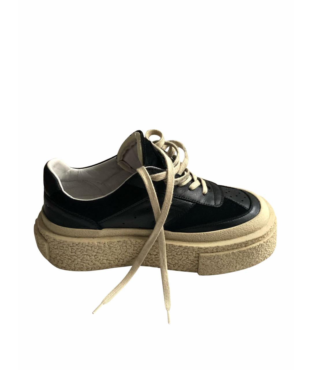 MM6 MAISON MARGIELA Черные кожаные кеды, фото 1