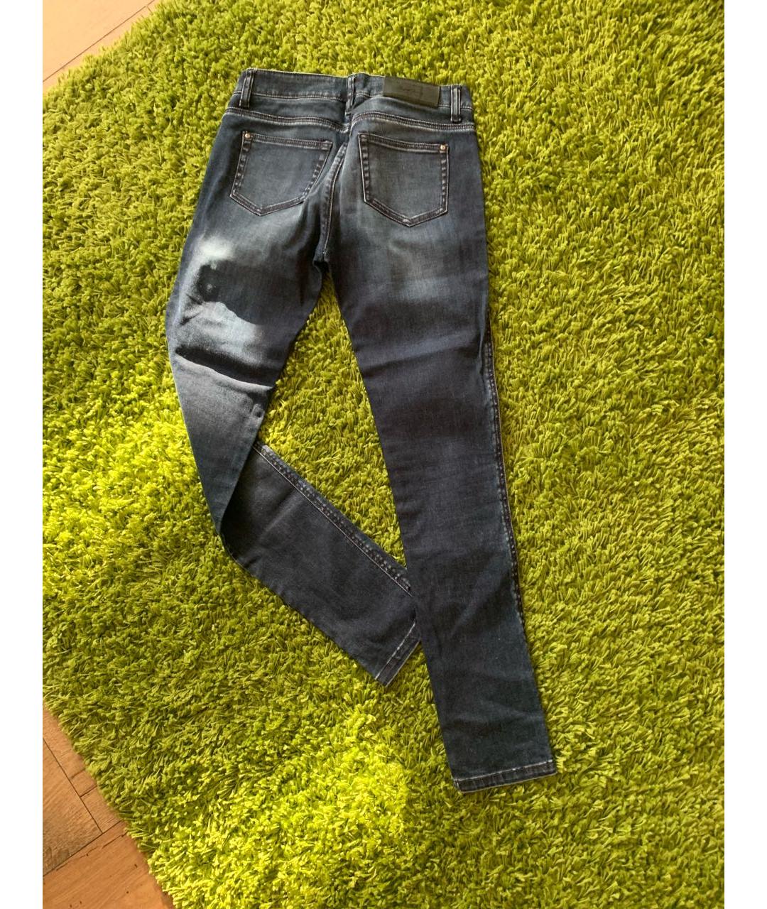 ERMANNO SCERVINO Темно-синие хлопко-эластановые джинсы слим, фото 2