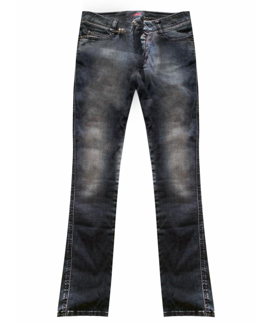 ERMANNO SCERVINO Темно-синие хлопко-эластановые джинсы слим, фото 1