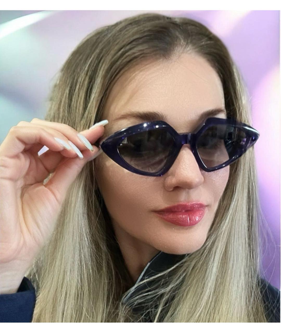 SPORTMAX Темно-синие пластиковые солнцезащитные очки, фото 7