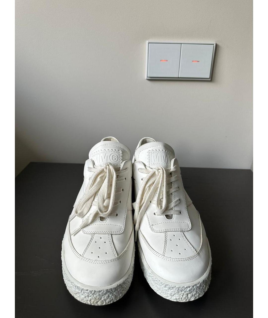 MM6 MAISON MARGIELA Белые кожаные кроссовки, фото 2