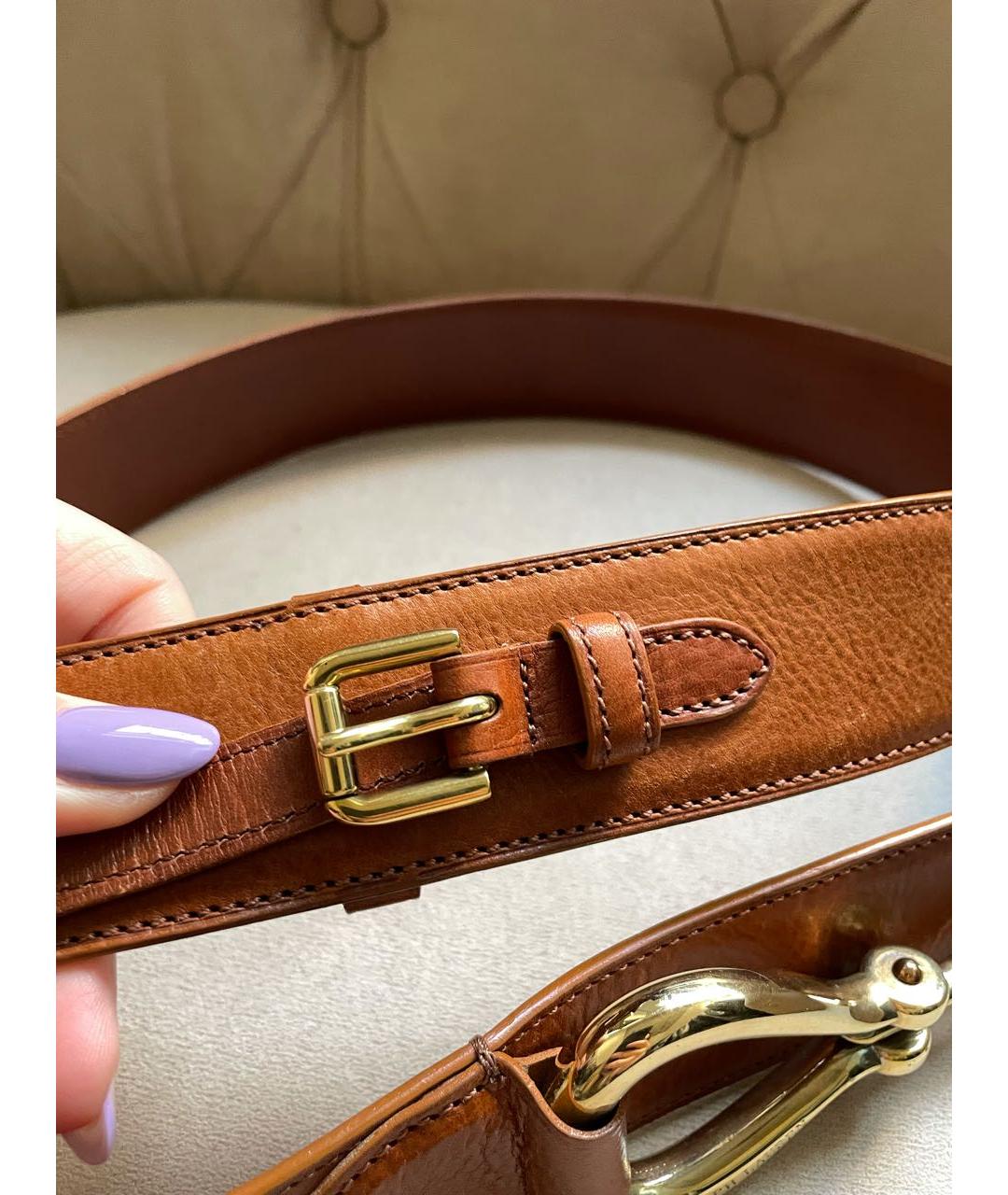 RALPH LAUREN Коричневый кожаный ремень, фото 3