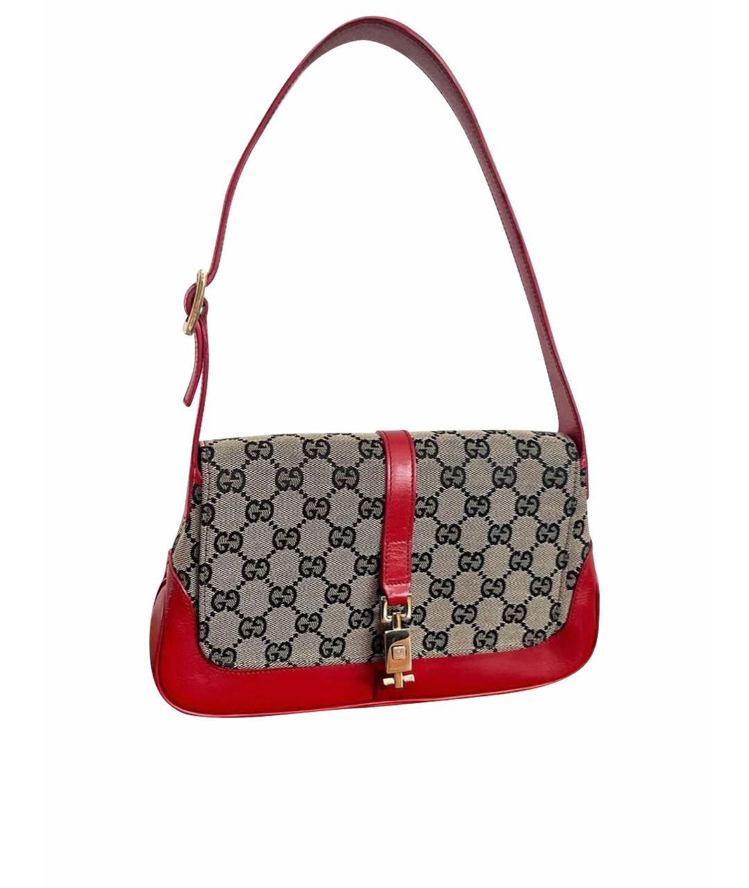 GUCCI Красная тканевая сумка с короткими ручками, фото 1