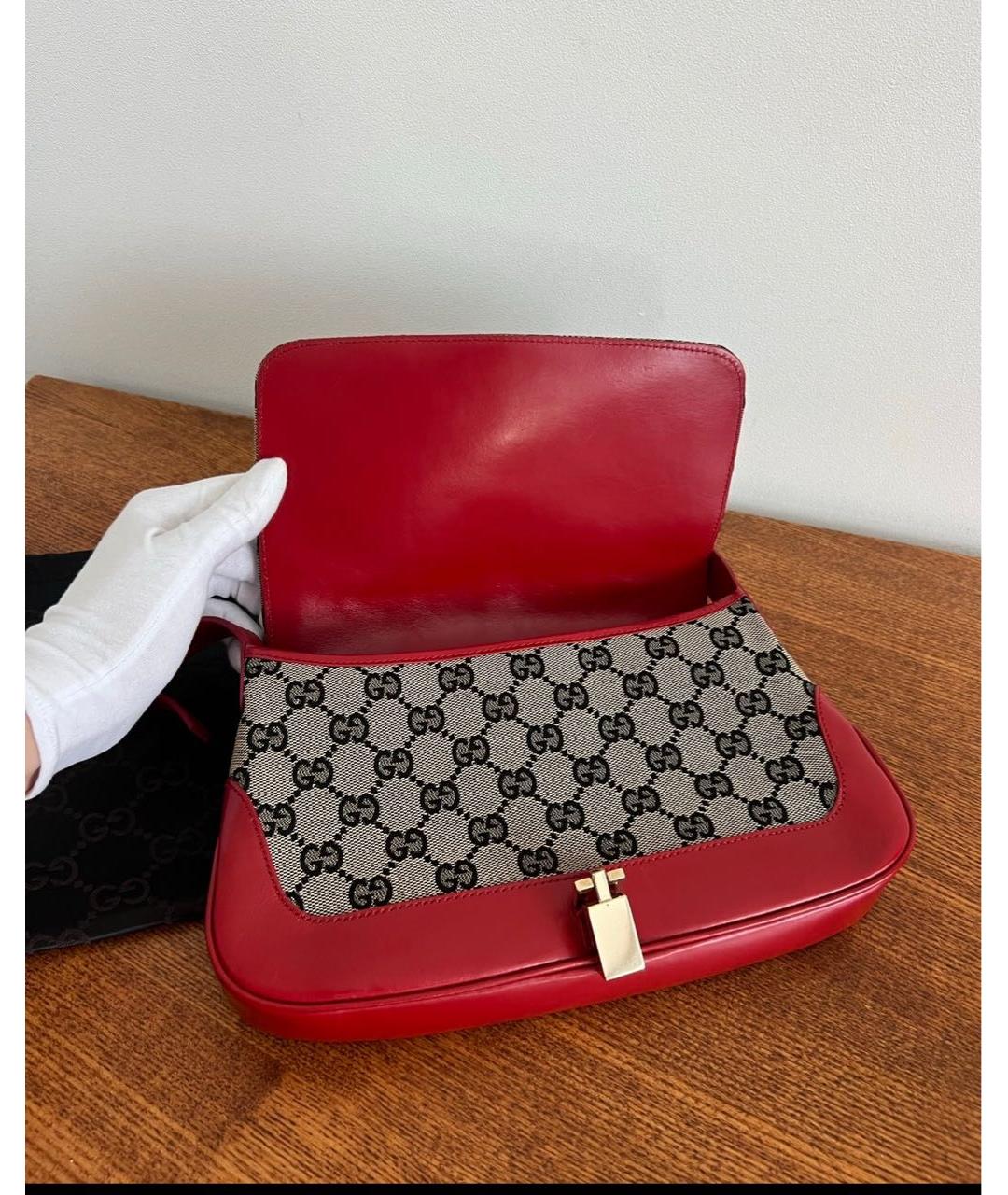 GUCCI Красная тканевая сумка с короткими ручками, фото 7