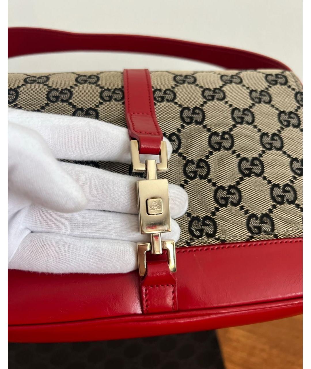 GUCCI Красная тканевая сумка с короткими ручками, фото 6