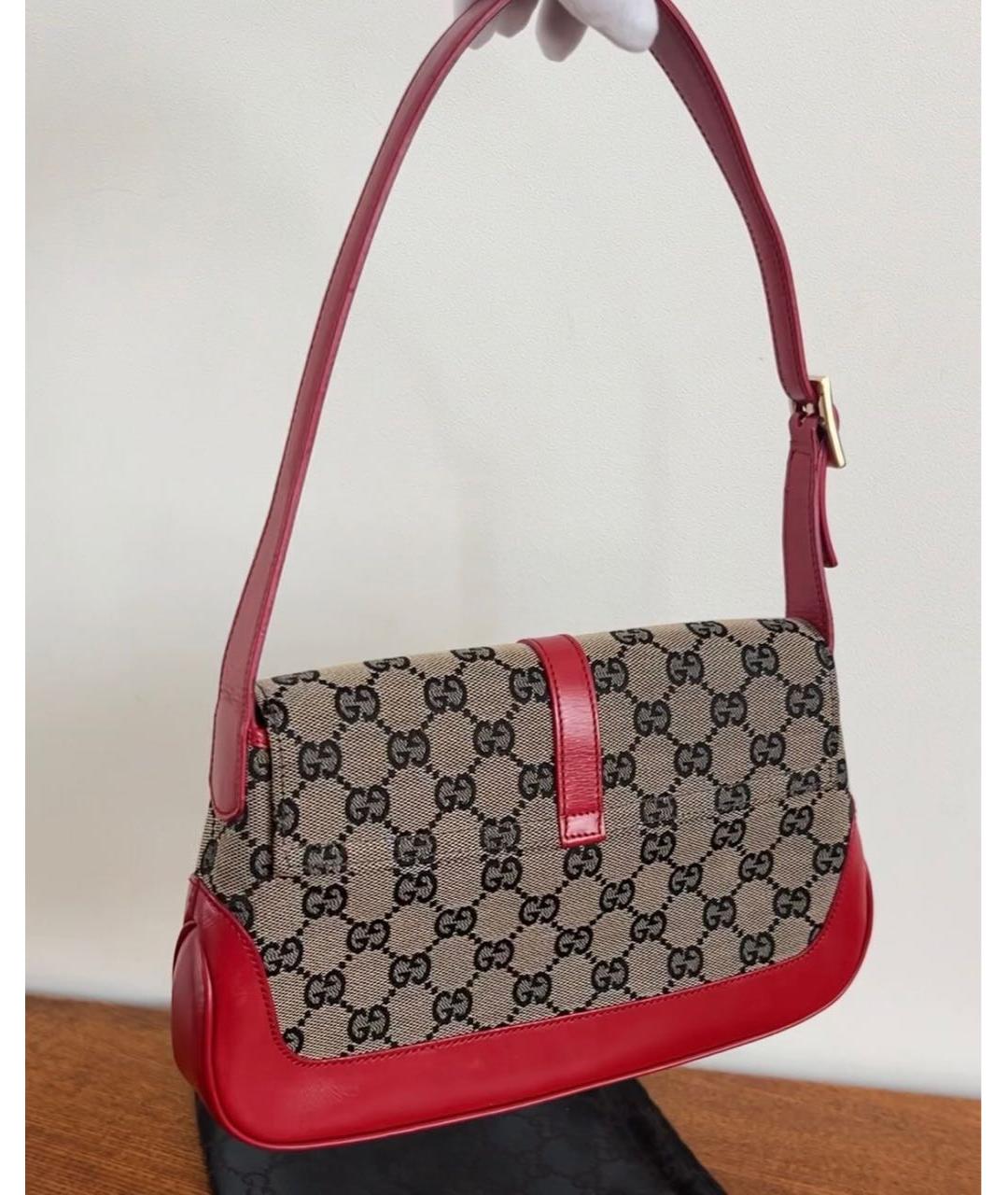 GUCCI Красная тканевая сумка с короткими ручками, фото 5