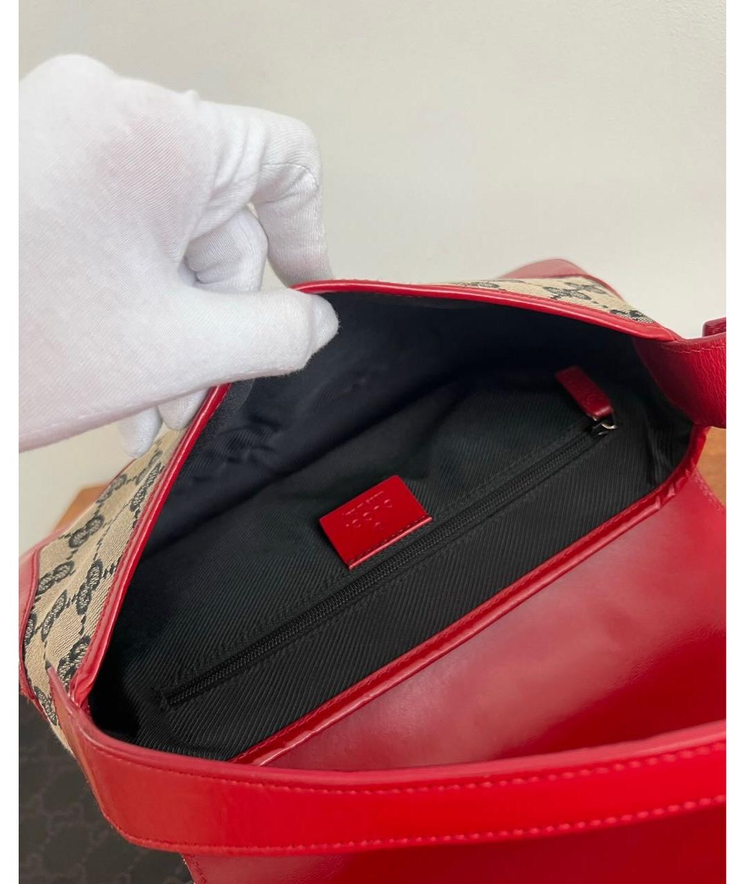 GUCCI Красная тканевая сумка с короткими ручками, фото 8
