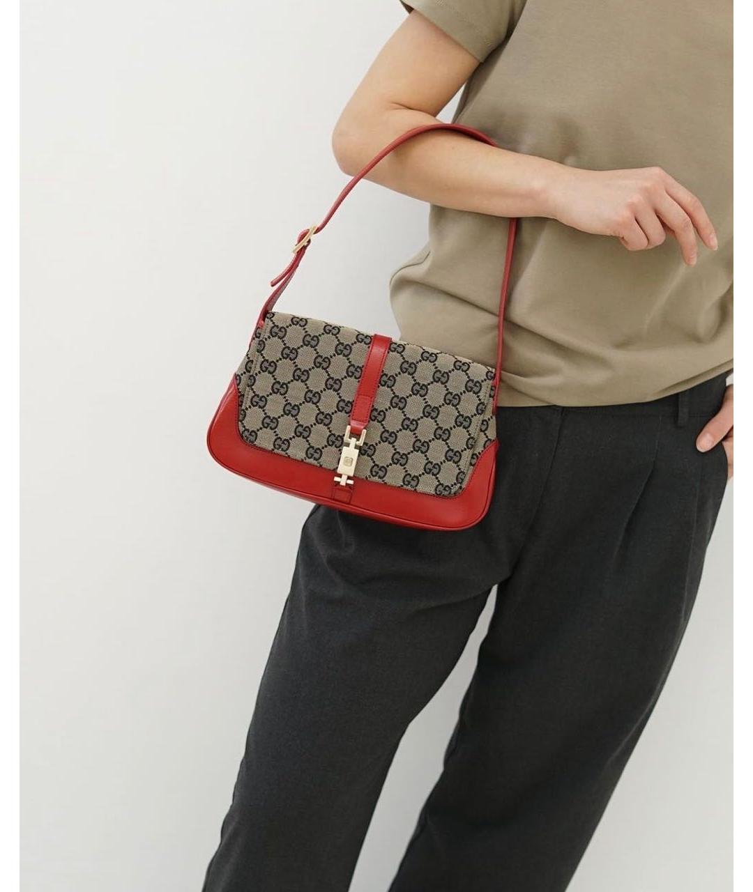 GUCCI Красная тканевая сумка с короткими ручками, фото 3