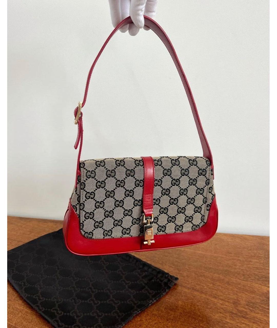 GUCCI Красная тканевая сумка с короткими ручками, фото 9