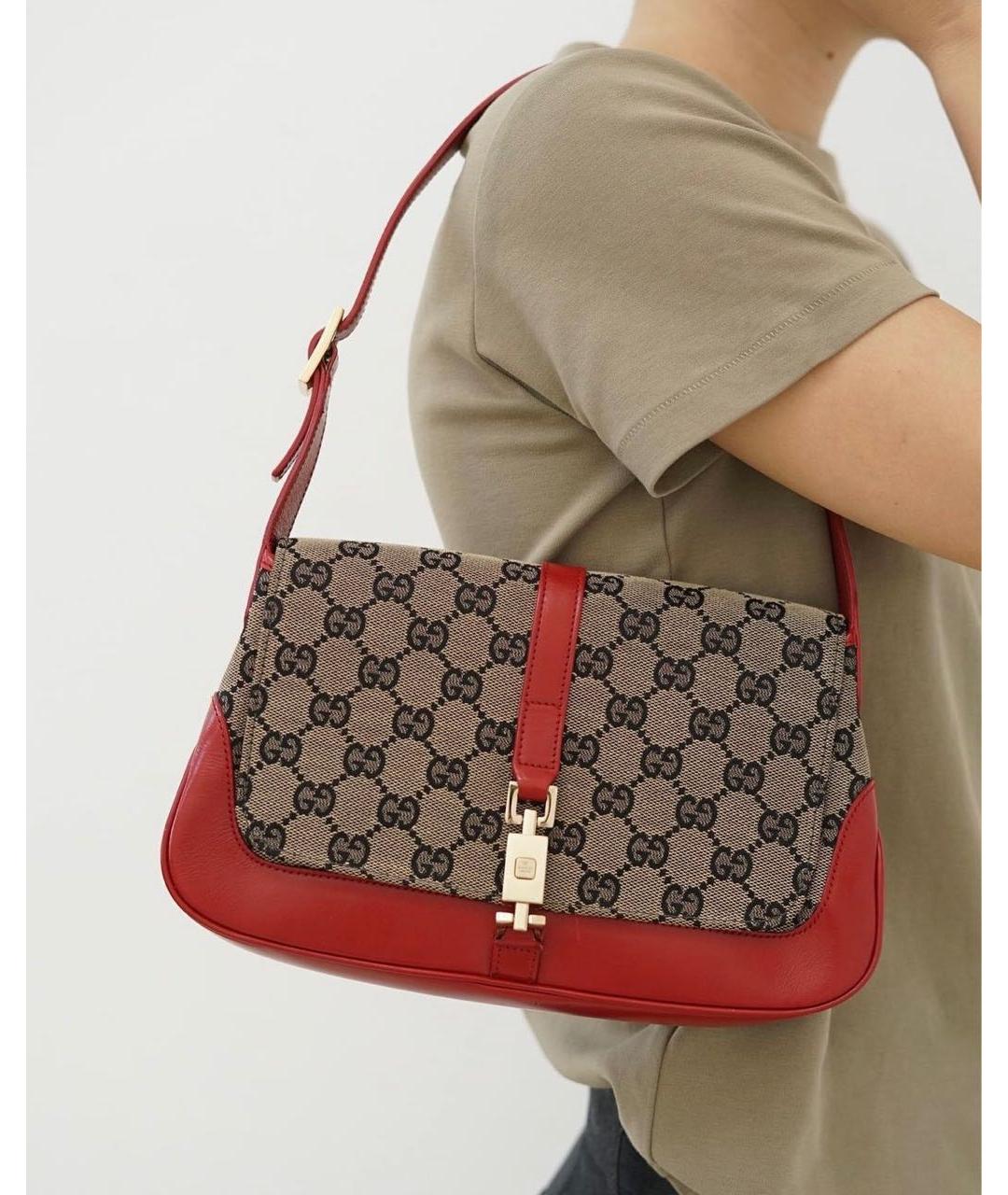 GUCCI Красная тканевая сумка с короткими ручками, фото 2