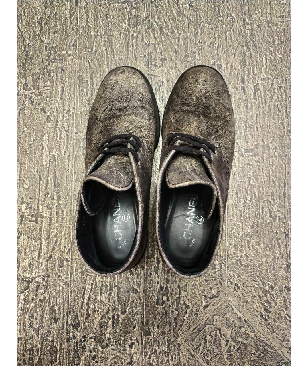 CHANEL Серые кожаные ботинки, фото 3