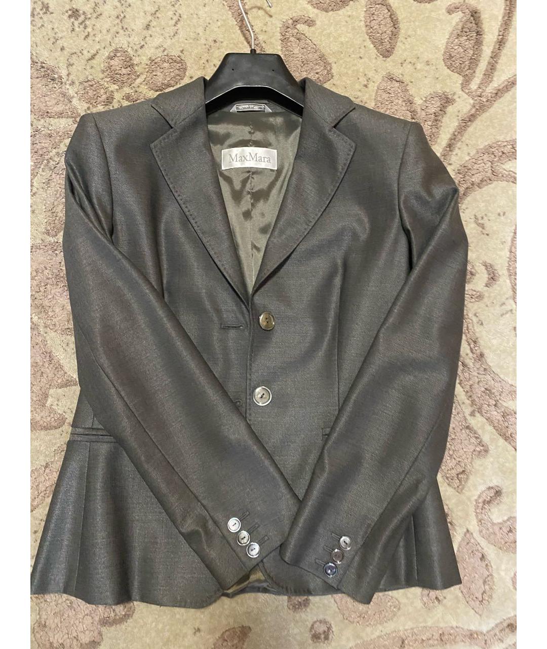 MAX MARA Серый шерстяной жакет/пиджак, фото 2