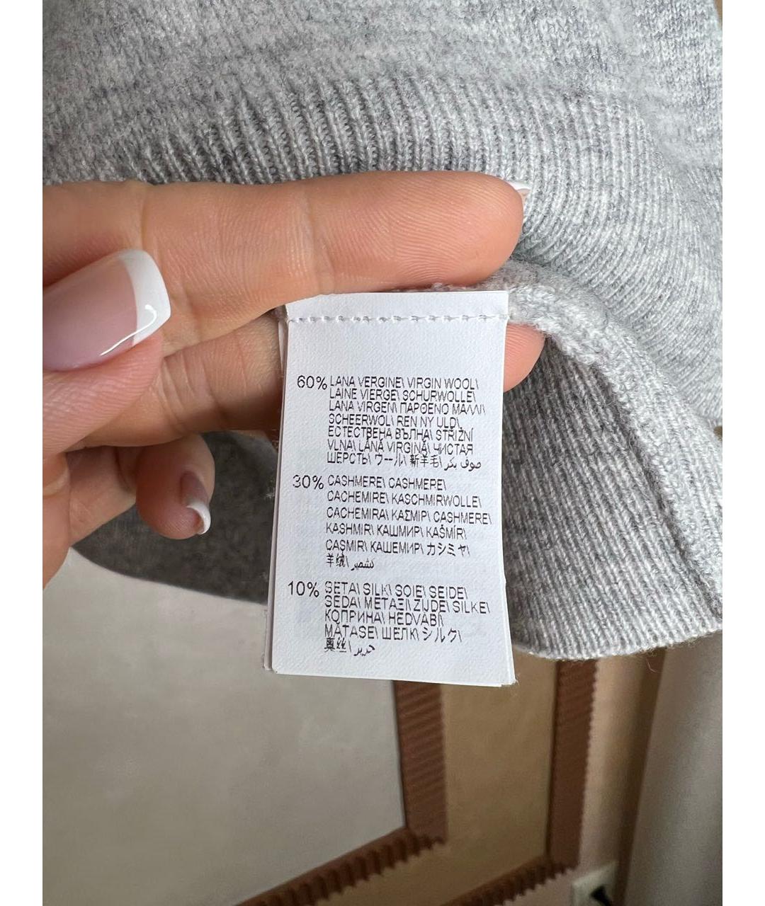 BRUNELLO CUCINELLI Серая кашемировая водолазка, фото 4