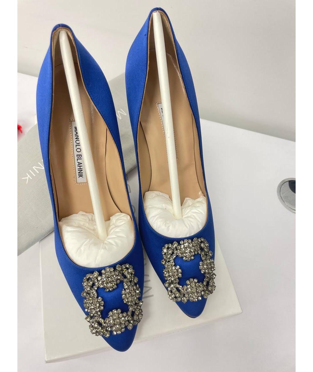 MANOLO BLAHNIK Синие текстильные туфли, фото 2