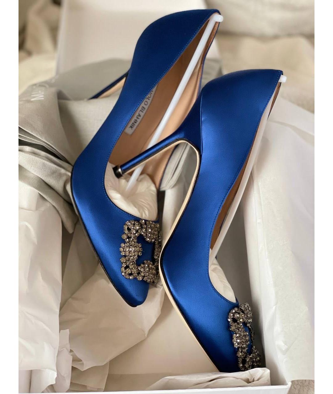 MANOLO BLAHNIK Синие текстильные туфли, фото 5
