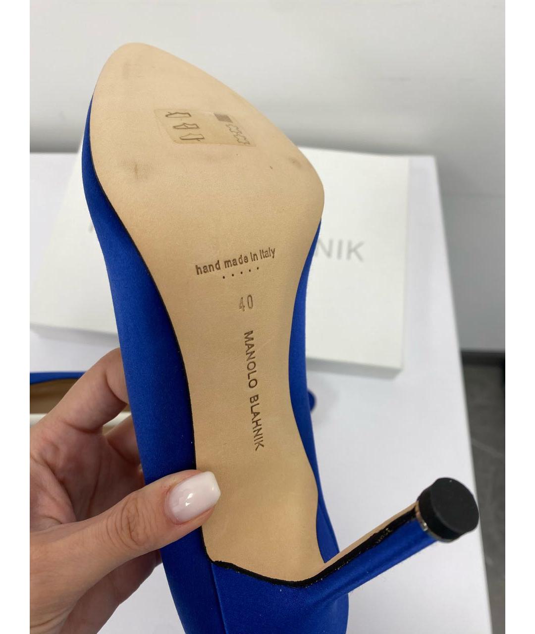 MANOLO BLAHNIK Синие текстильные туфли, фото 6
