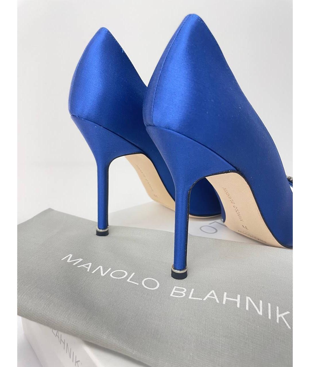 MANOLO BLAHNIK Синие текстильные туфли, фото 4