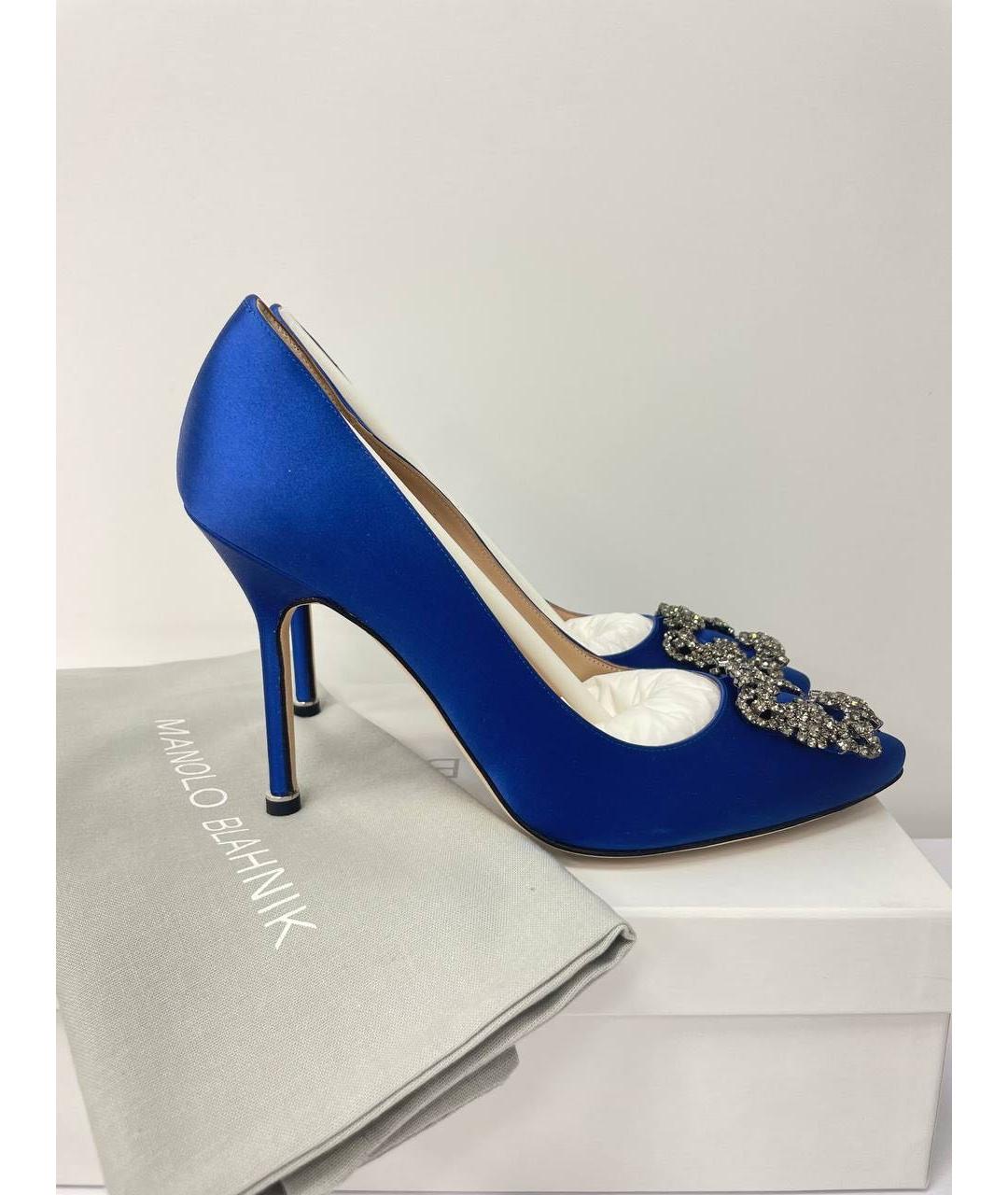 MANOLO BLAHNIK Синие текстильные туфли, фото 7