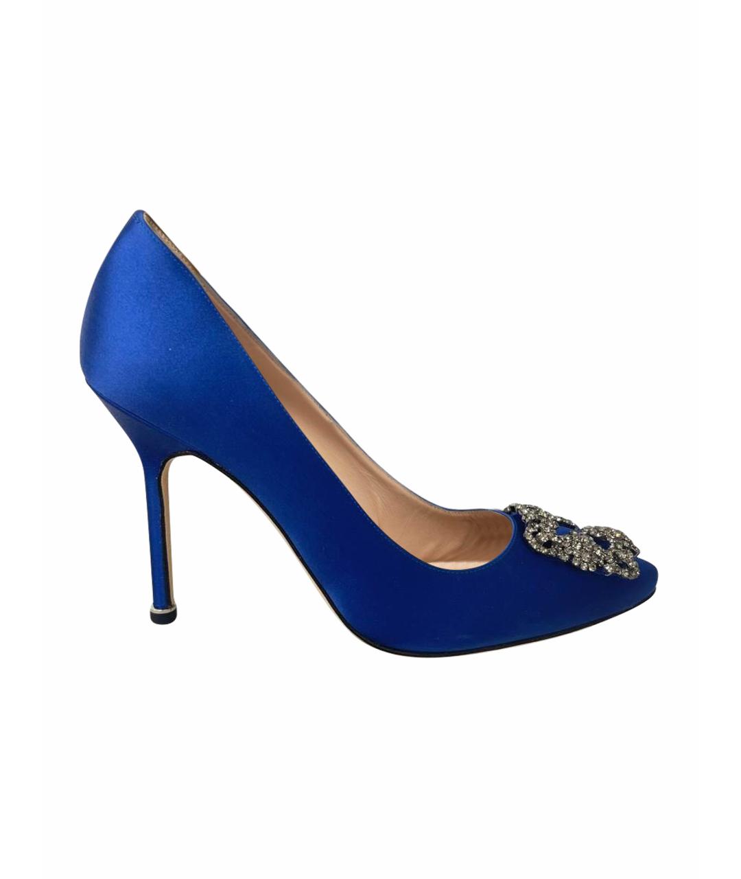 MANOLO BLAHNIK Синие текстильные туфли, фото 1