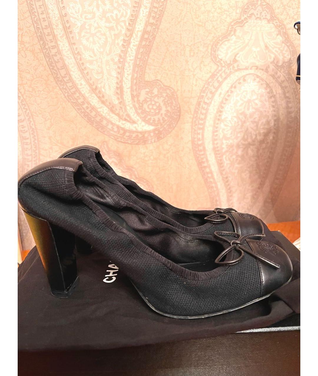CHANEL PRE-OWNED Черные текстильные туфли, фото 7