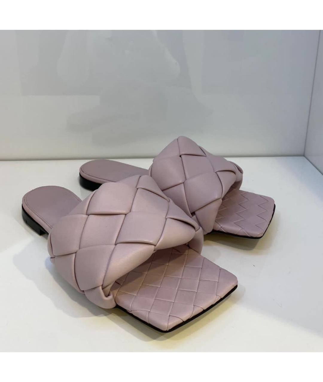 BOTTEGA VENETA Розовые кожаные шлепанцы, фото 3