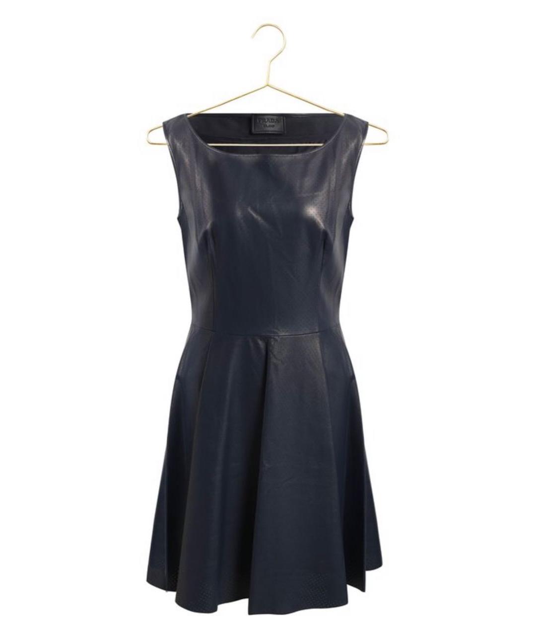 PRADA Темно-синее кожаное повседневное платье, фото 6