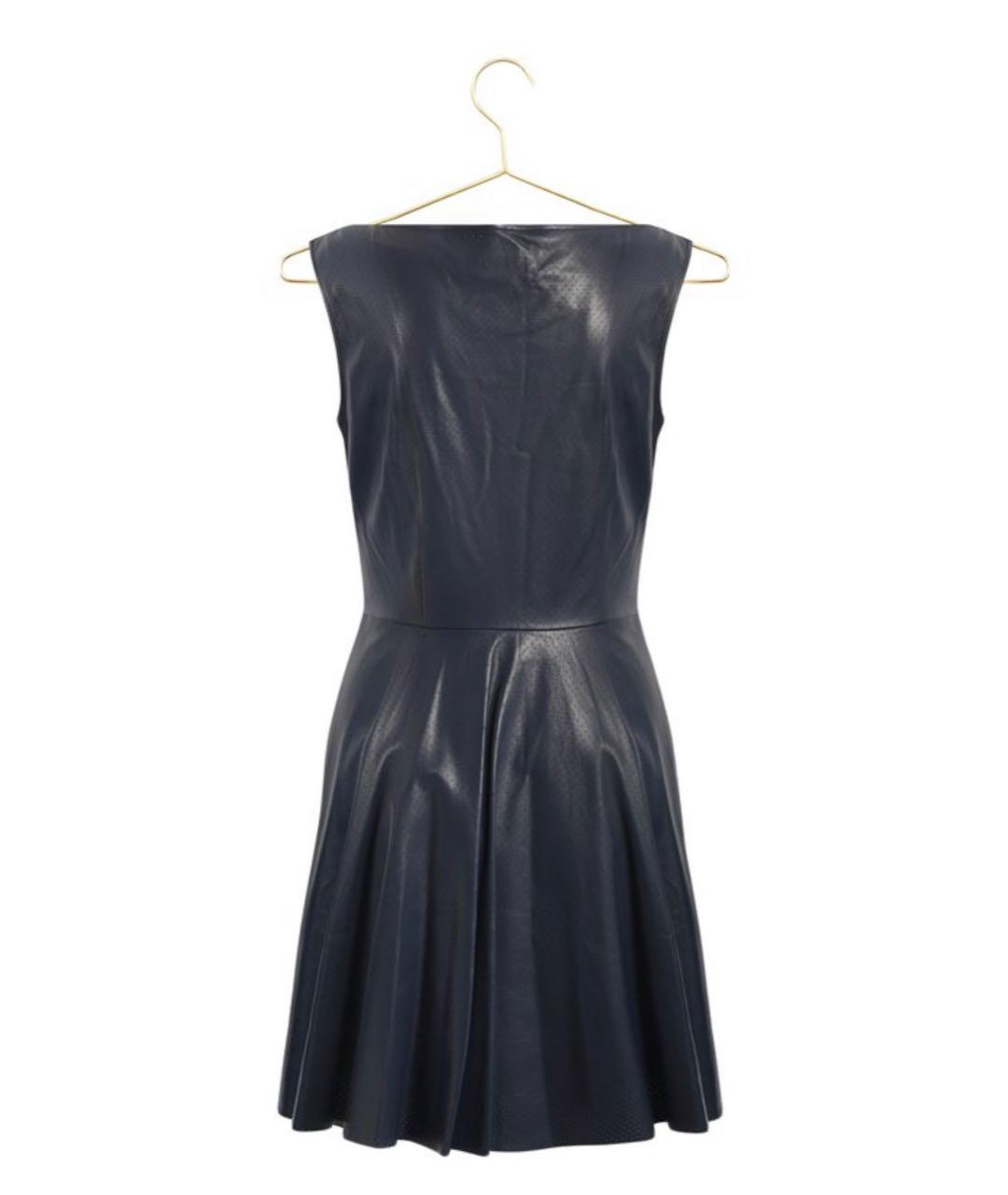 PRADA Темно-синее кожаное повседневное платье, фото 4